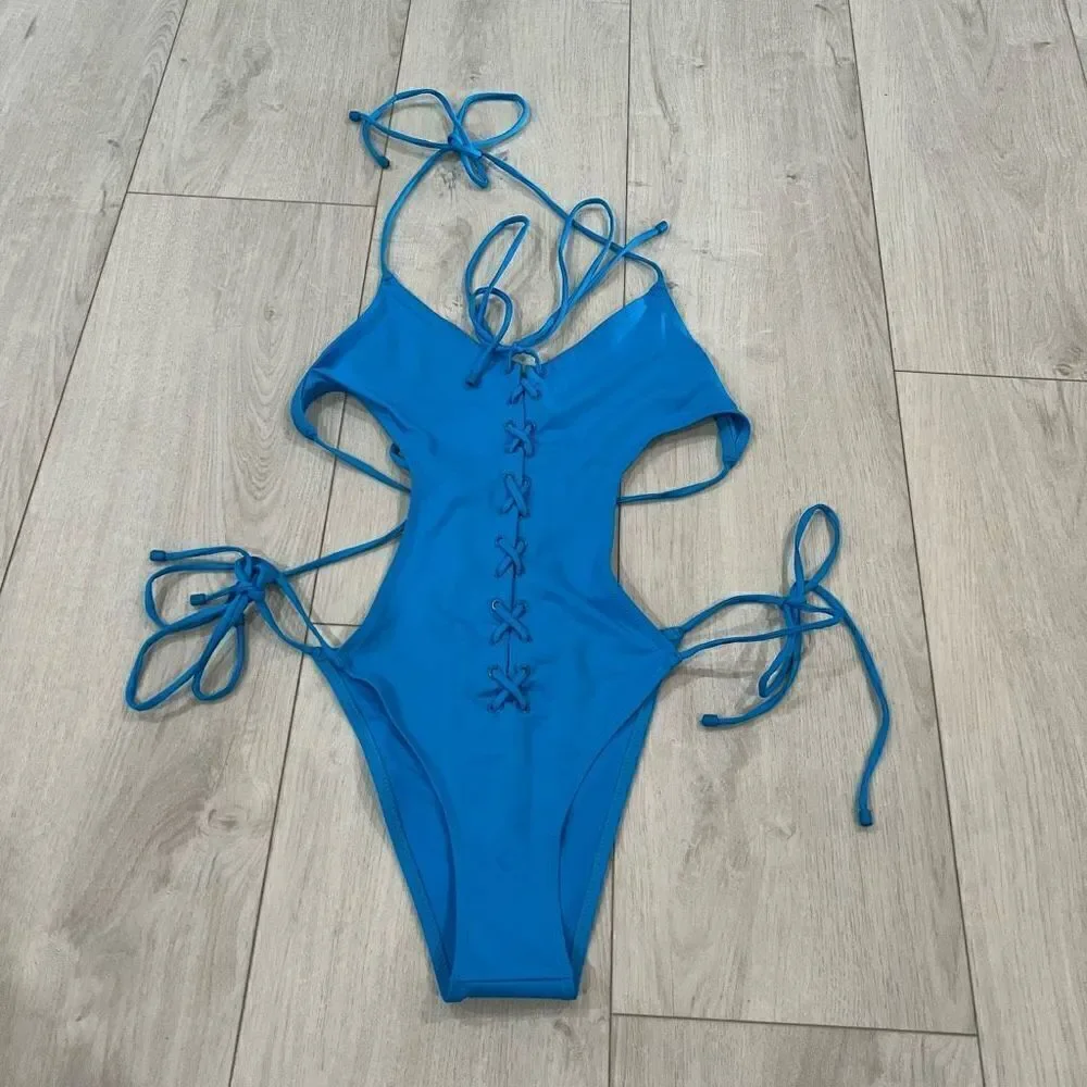 SKIMS Signature Swim Lace Up Monokini size L